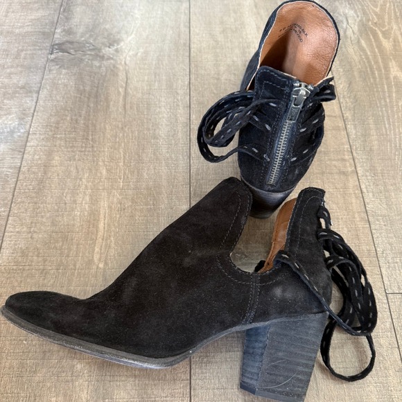 Frye Suede Naomi Pickstitch Ankle Booties Leather Accent Size 9 Cowgirl Western - Picture 6 of 8